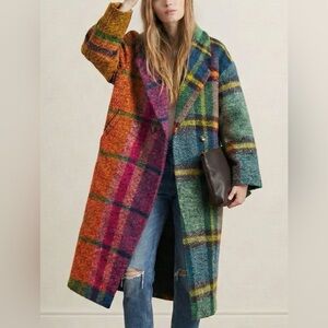 Bold Funky Multicolor Plaid Coat